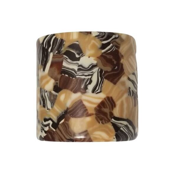 VINTAGE Marbled Brown Resin Cuff Bracelet Size XS New Without Tags - Picture 1 of 4